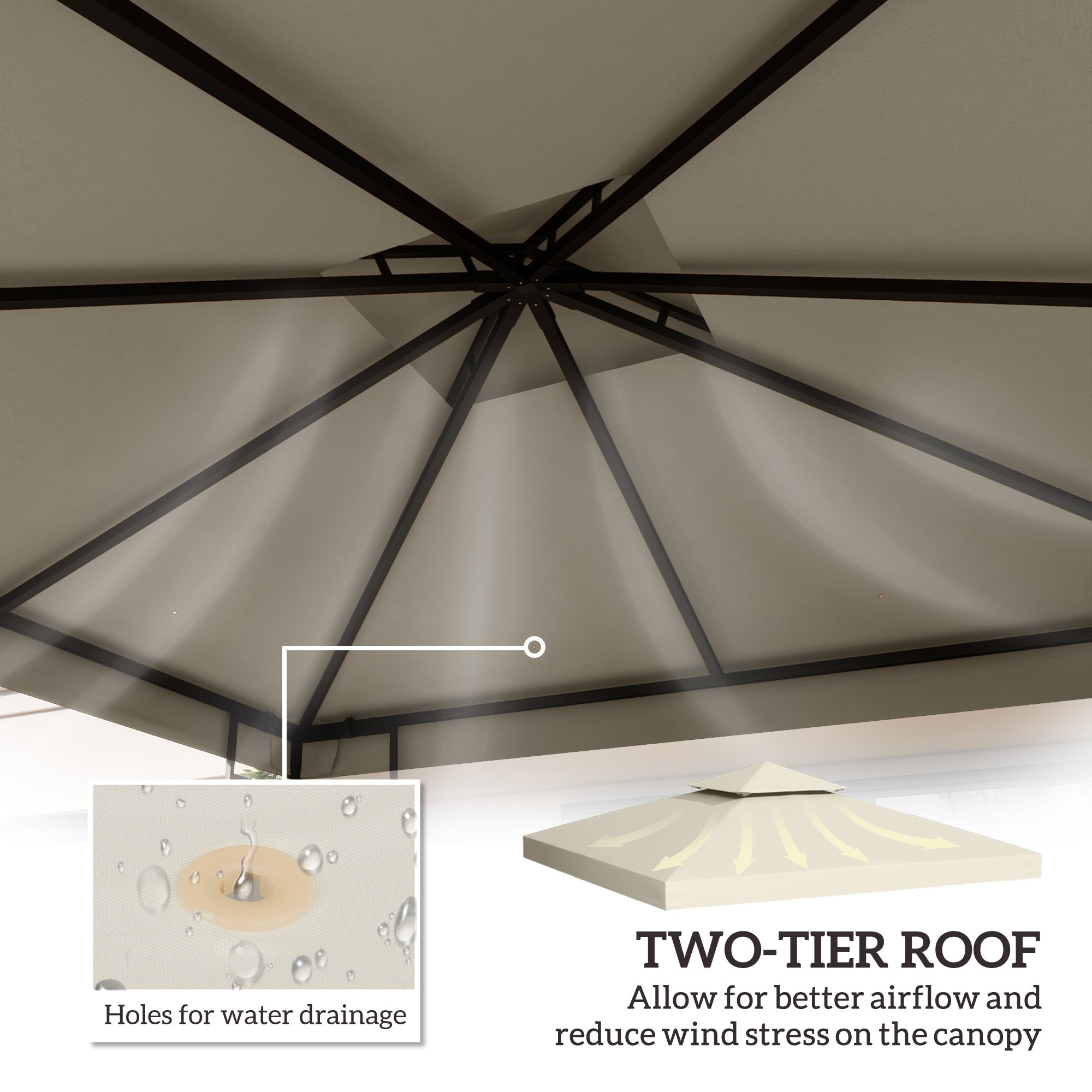 Gazebo Replacement Canopy 3x3m - Cream White
