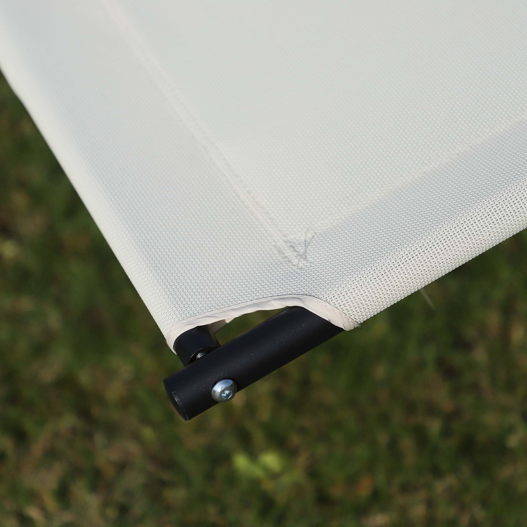 Double Sun Lounger Rocking Daybed with Armrest and Headrest Pillow, Beige