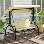 Porch Swing, 2-in-1 Reclining 3-Seater with Adjustable Sunroof, 240 kg, Beige