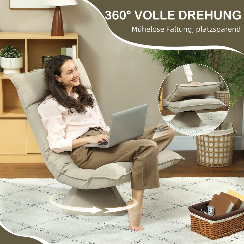 Floor Chair 360° Rotatable, 5-Way Adjustable, Foldable, Beige