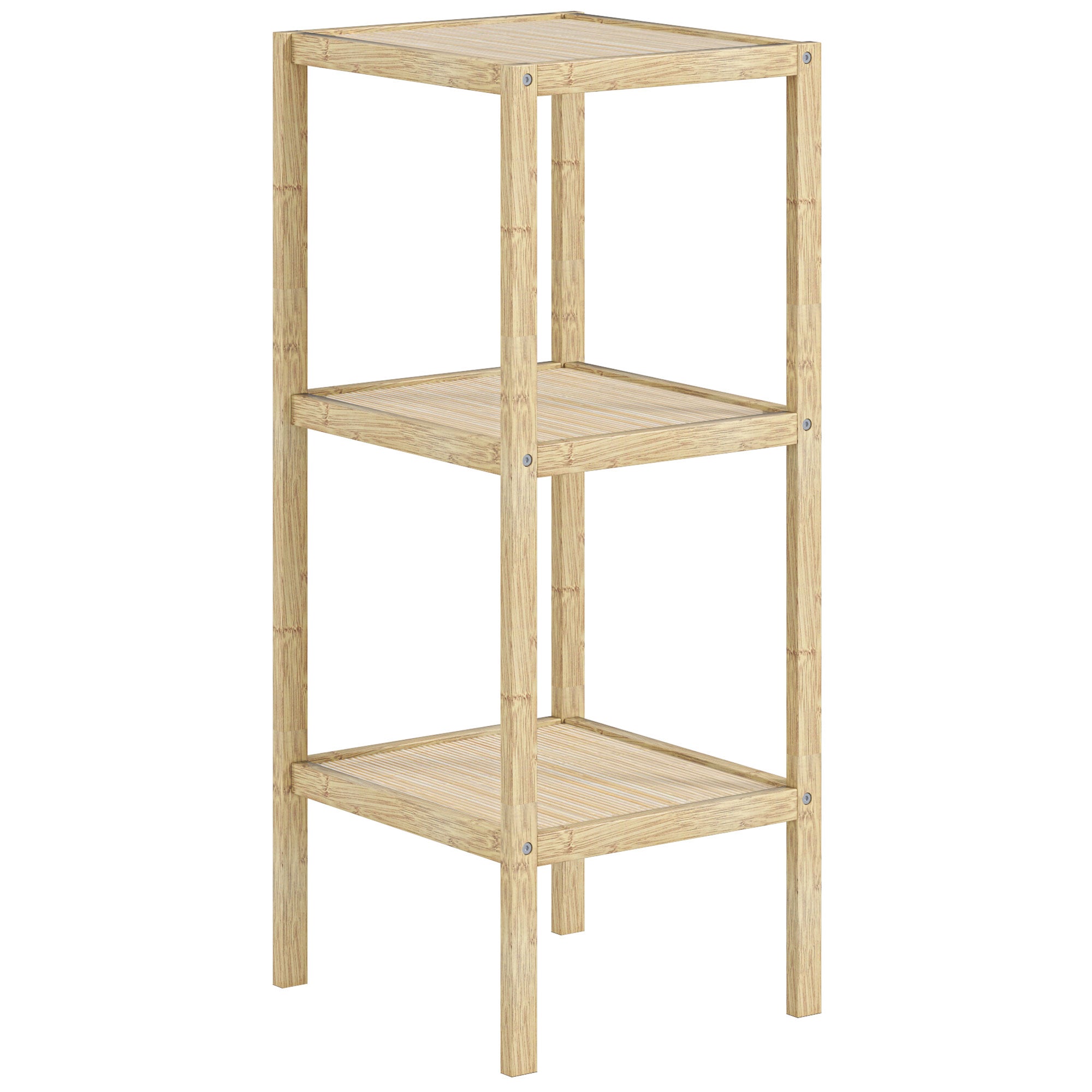 Bathroom Shelf, 3-Tier Freestanding Storage, Natural Wood