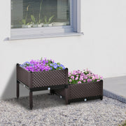 Raised Garden Bed Planter Box, Set of 2 41L Self-Watering with Drainage Holes, Plastic