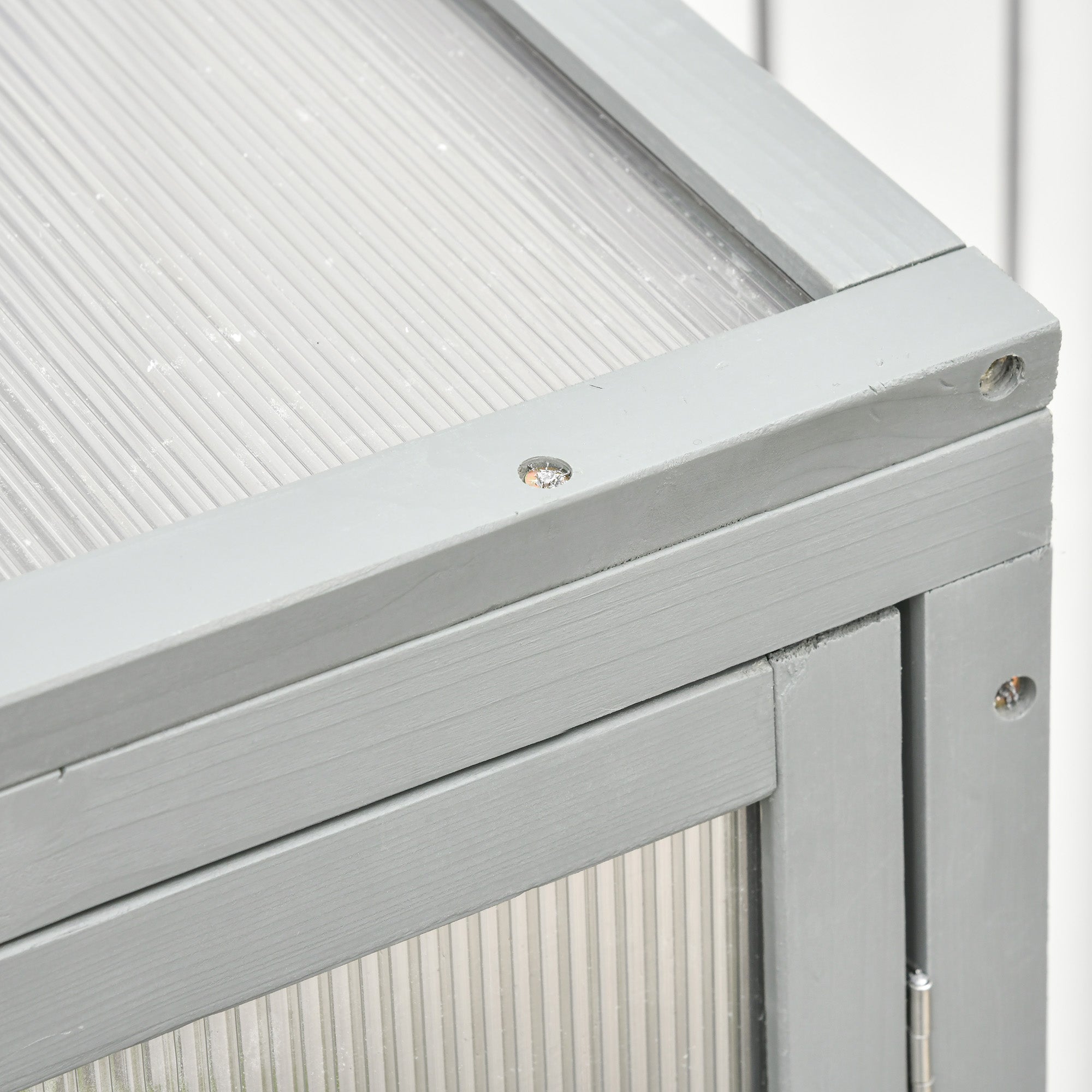 Wooden Cold Frame Greenhouse with Adjustable Shelf and Double Doors, Light Grey