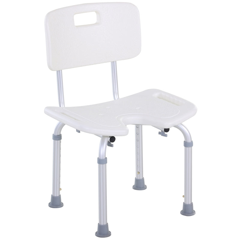 Bath Stool Spa Shower Chair, 8-Level Height Adjustable with Non-Slip Feet and Handle, Aluminum