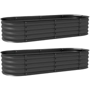 Galvanised Raised Garden Bed Planter Box with Safety Edging, Pack of 2, Dark Grey Metal