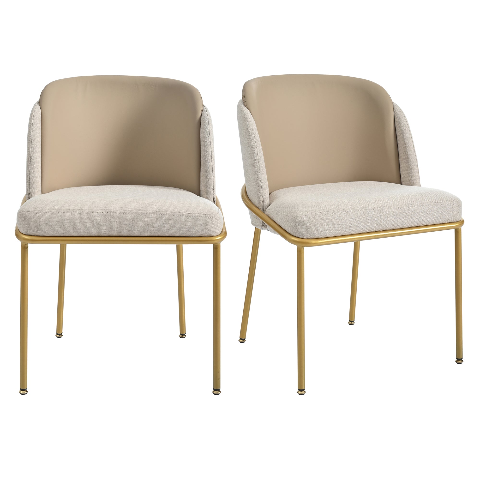 6 Modern Chairs, Angled Legs Adjustable Feet (Beige+Khaki)