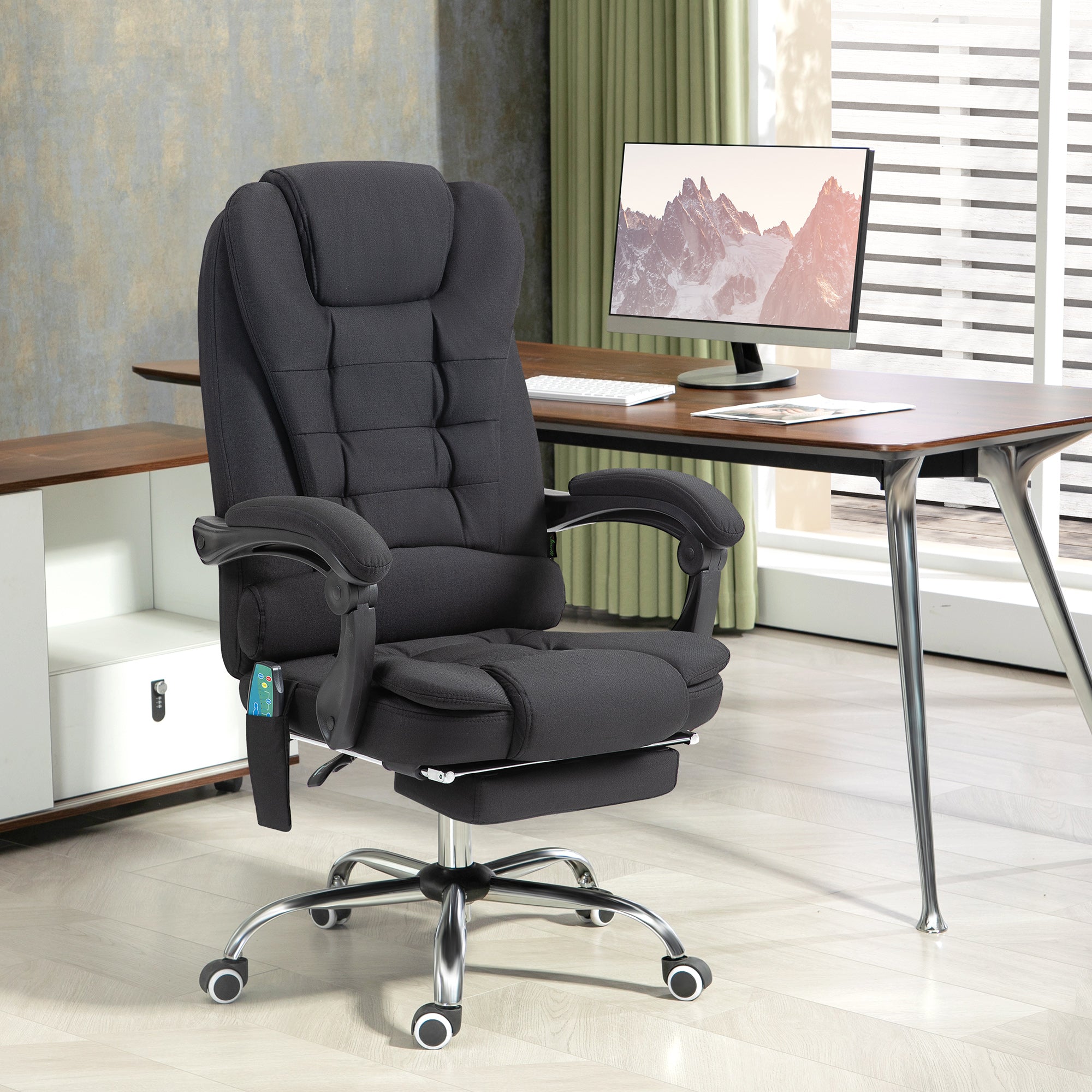 Office Chair Six-Point Massage Heated Black