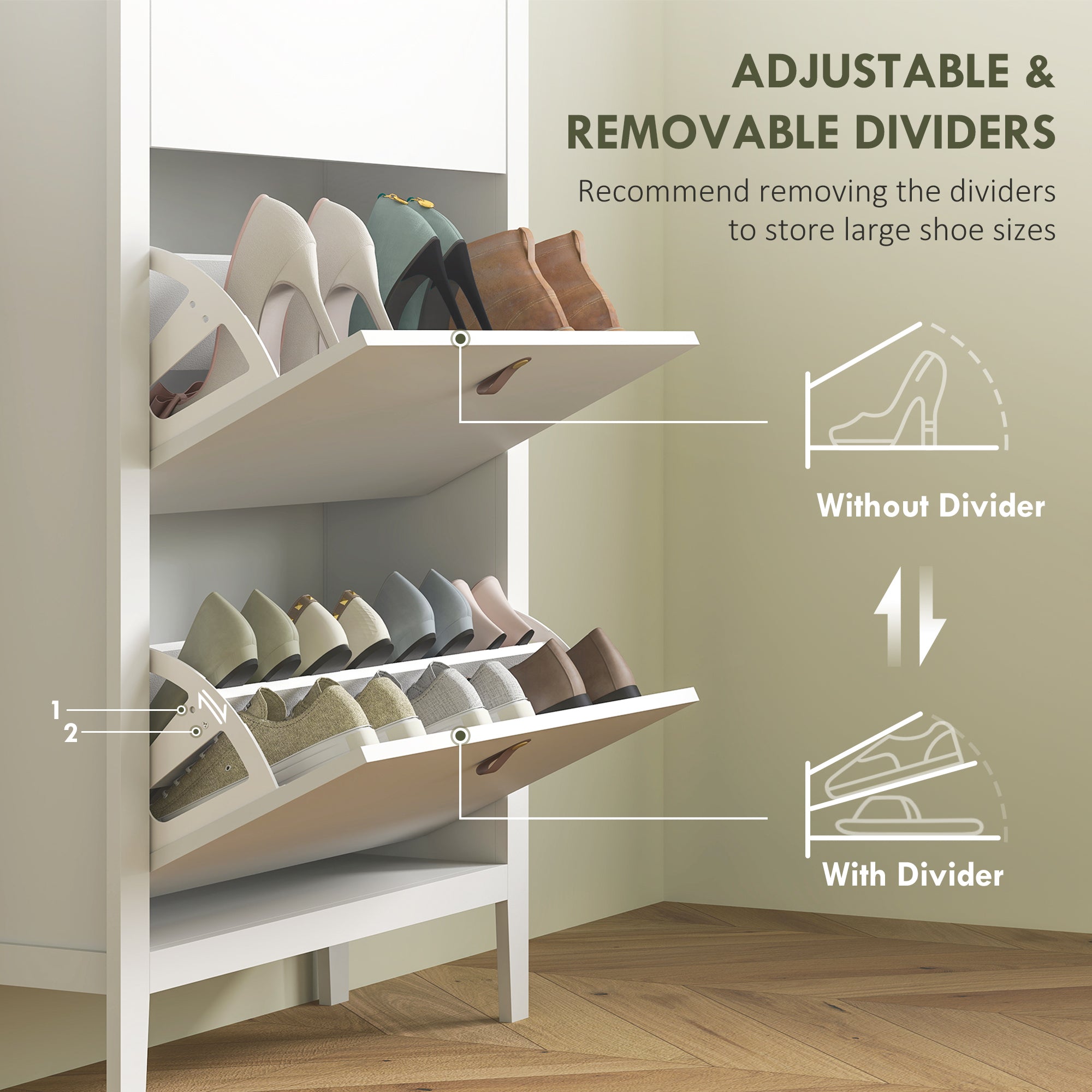 Modern Shoe Cabinet Three-Drawer White