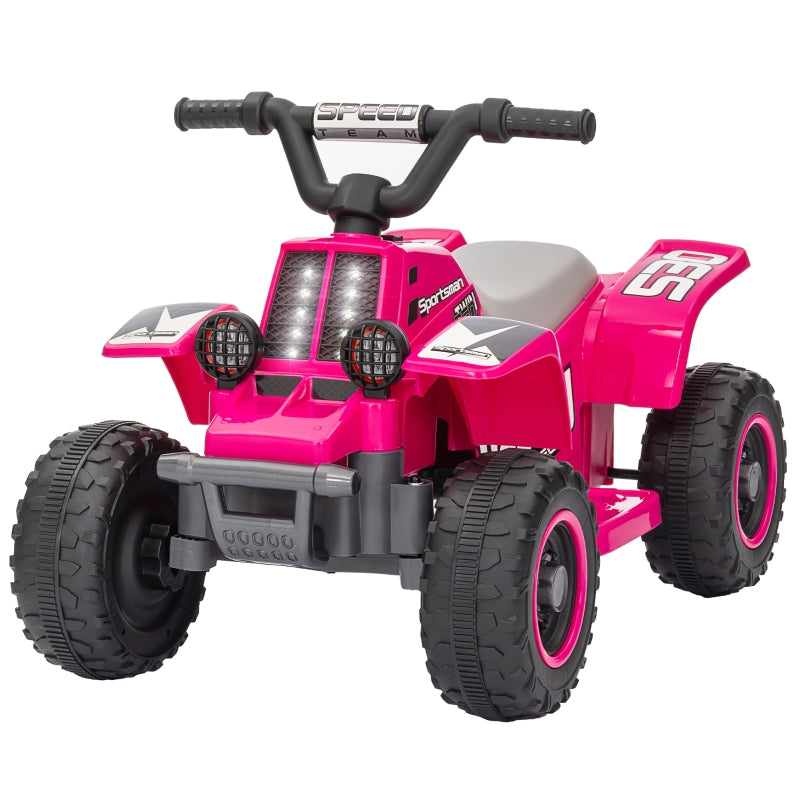 AIYAPLAY Electric Quad Bike for Kids, Battery-Powered, LED Lights, Pink