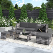 Lounge Set, Garden Furniture Rattan Sofa Seating Group, Grey