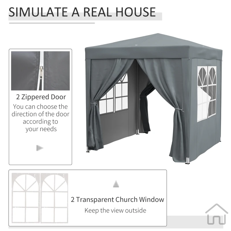 Pop Up Gazebo with Sides, Metal Frame Waterproof Party Tent, Grey