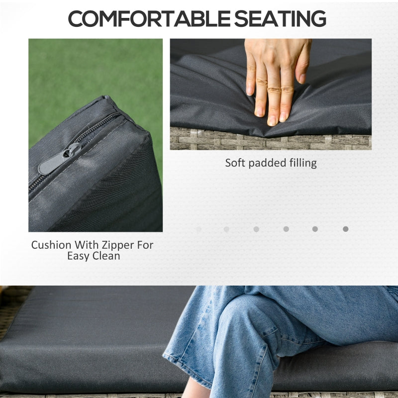 Two-Seat Chair with Middle Table Rattan Light Grey