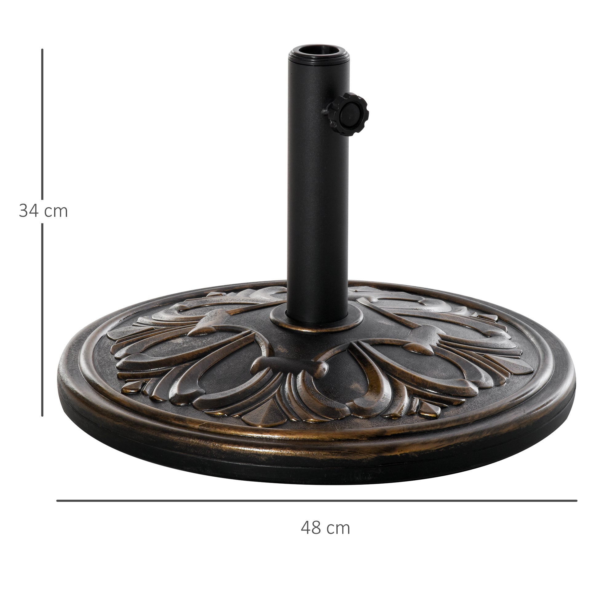 Parasol Base 13 kg Umbrella Holder Ø35/Ø38/Ø48mm, Plastic/Cement Antique Bronze