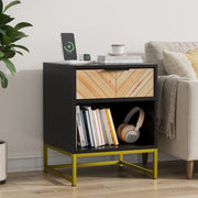 Modern Bedside Table with Drawer & Open Compartment 43x40x55 cm