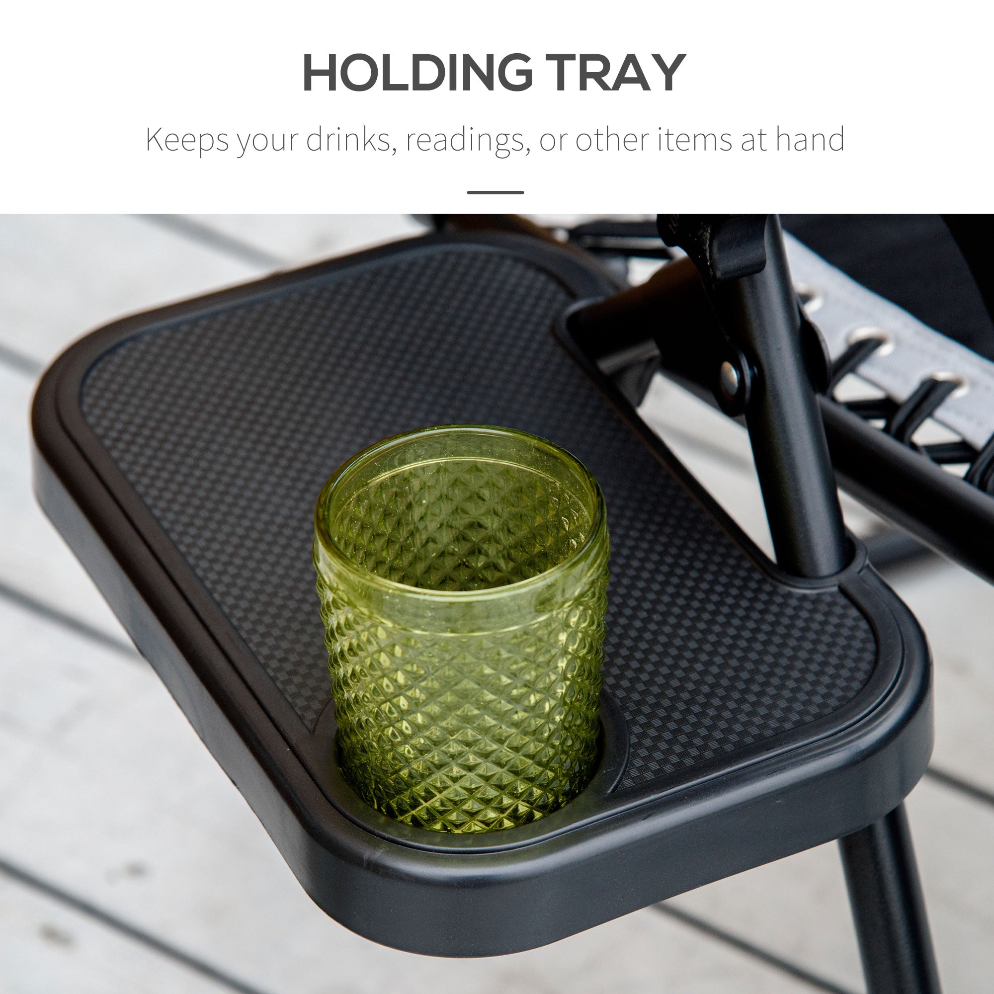 Zero Gravity Lounger Chair, Folding Reclining with Shade Cover & Cup Holder, Grey