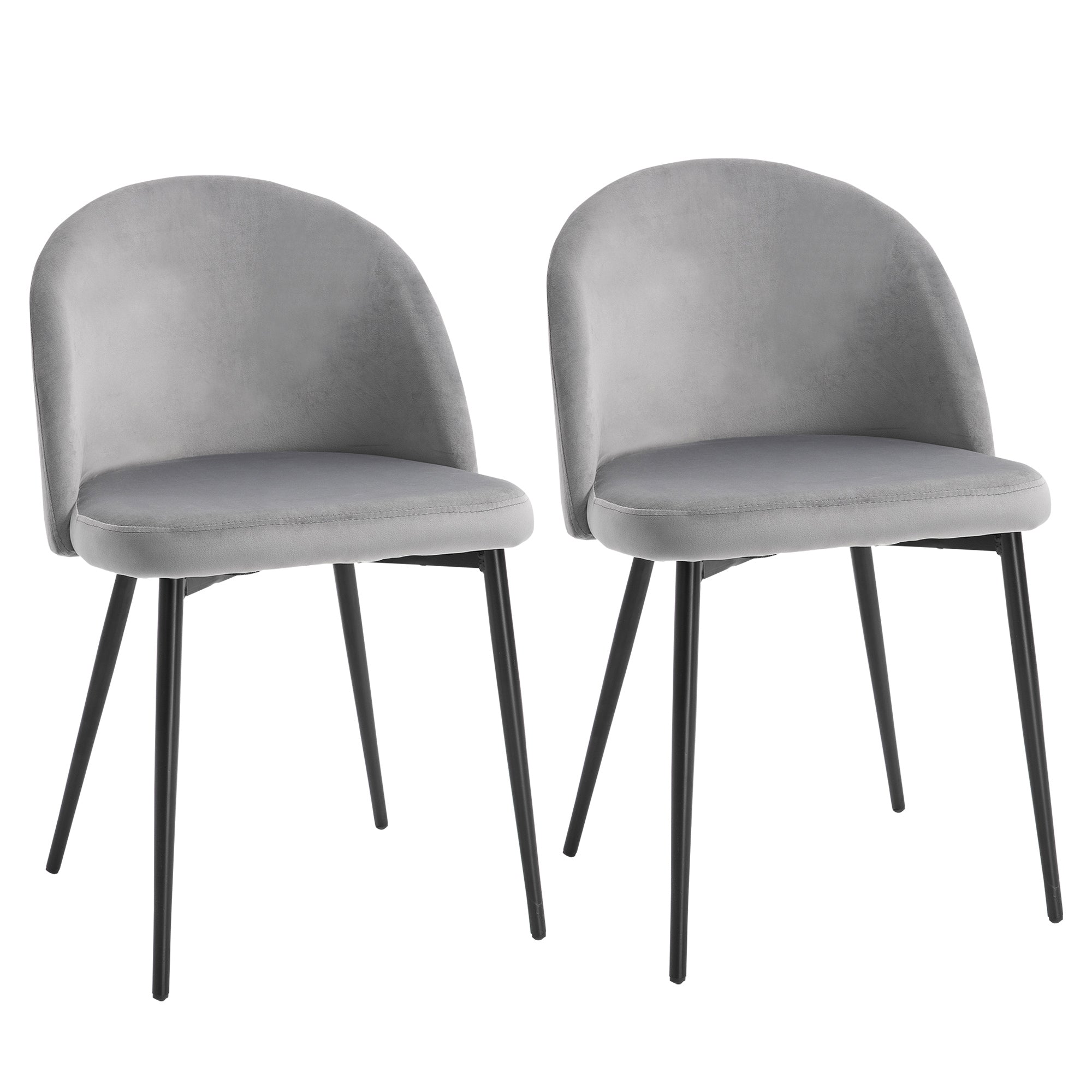 Dining Chairs Set of 2 Contemporary Soft Fabric, Grey