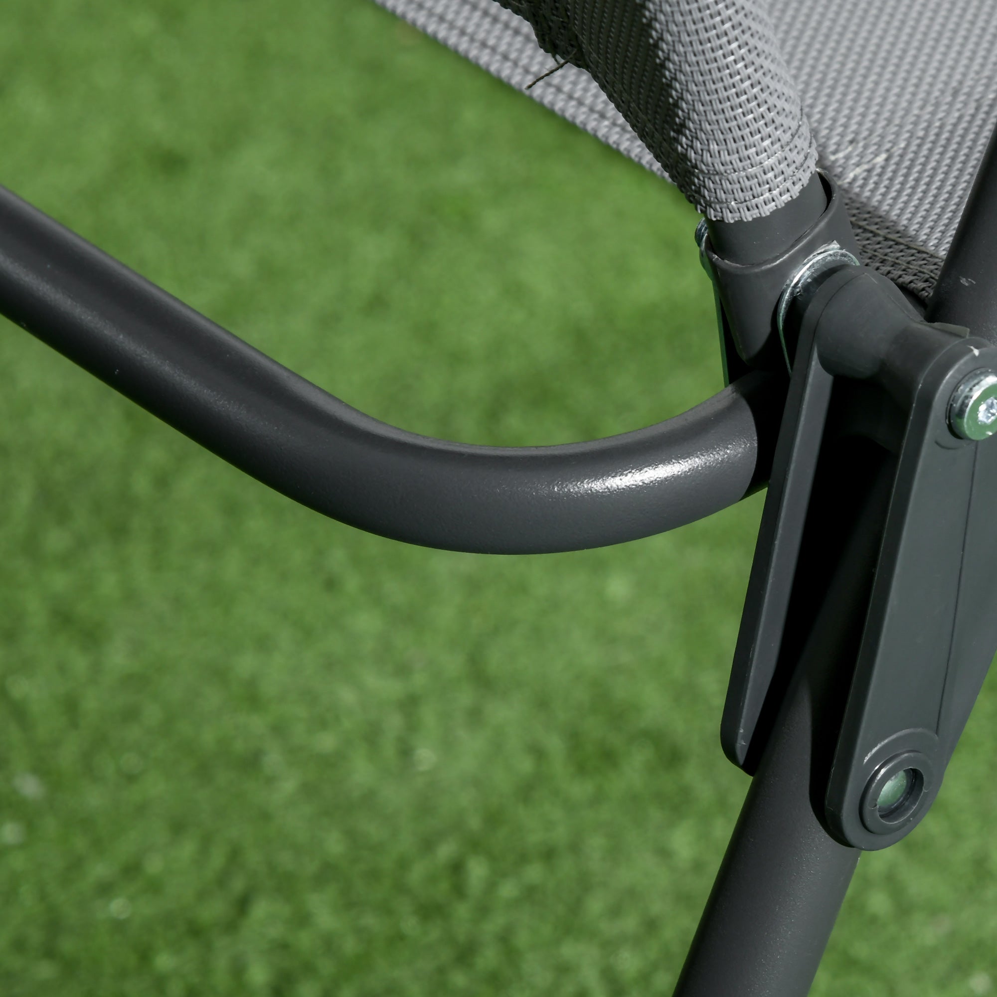 Folding Bistro Set, 3-Piece Table & 2 Chairs, Durable Steel & Mesh, Light Grey