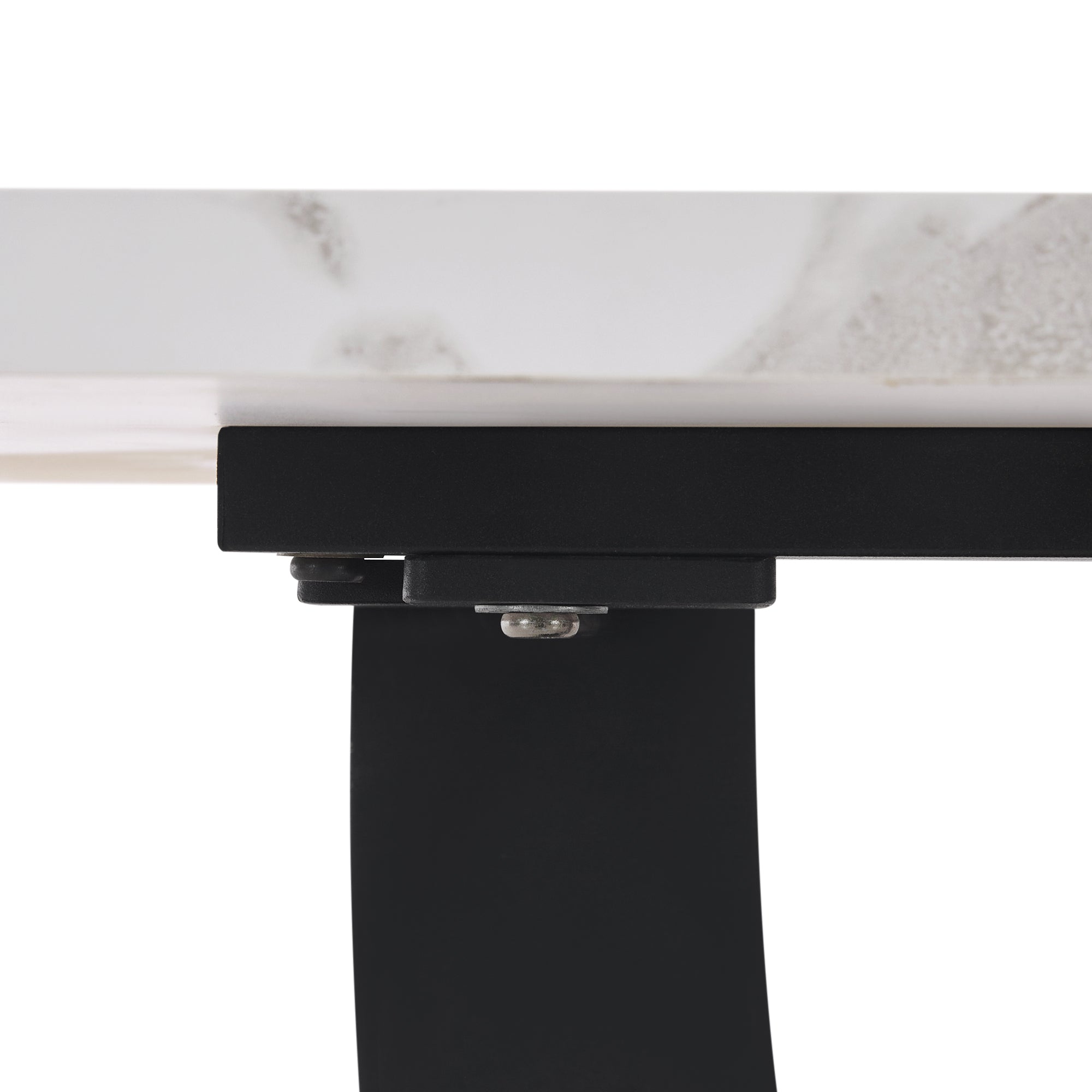 Dining Table 140x75.5cm Rectangular Marble Pattern Metal Frame Adjustable Legs - White/Black