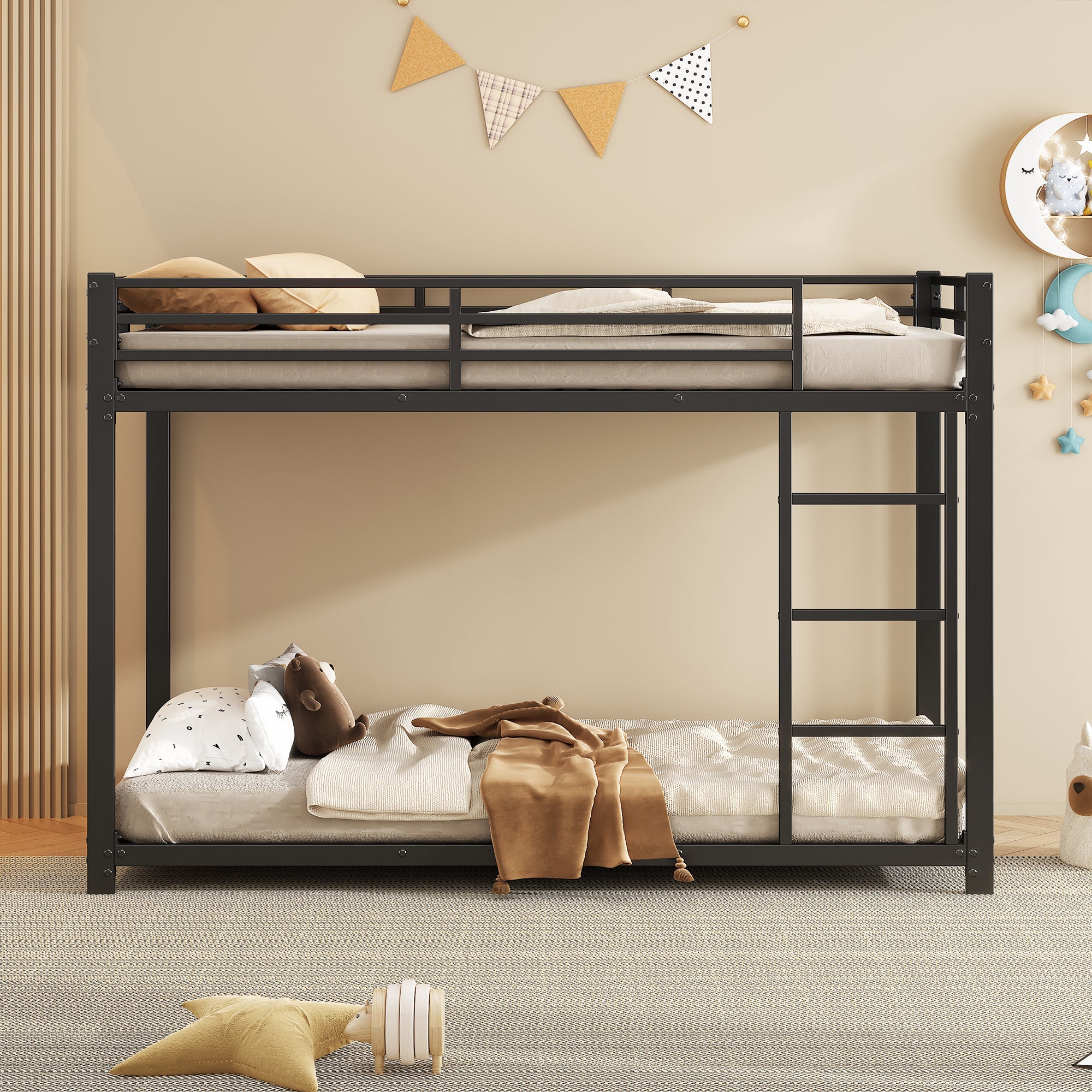 Bunk Bed 90x200 Classic Iron Frame - Black