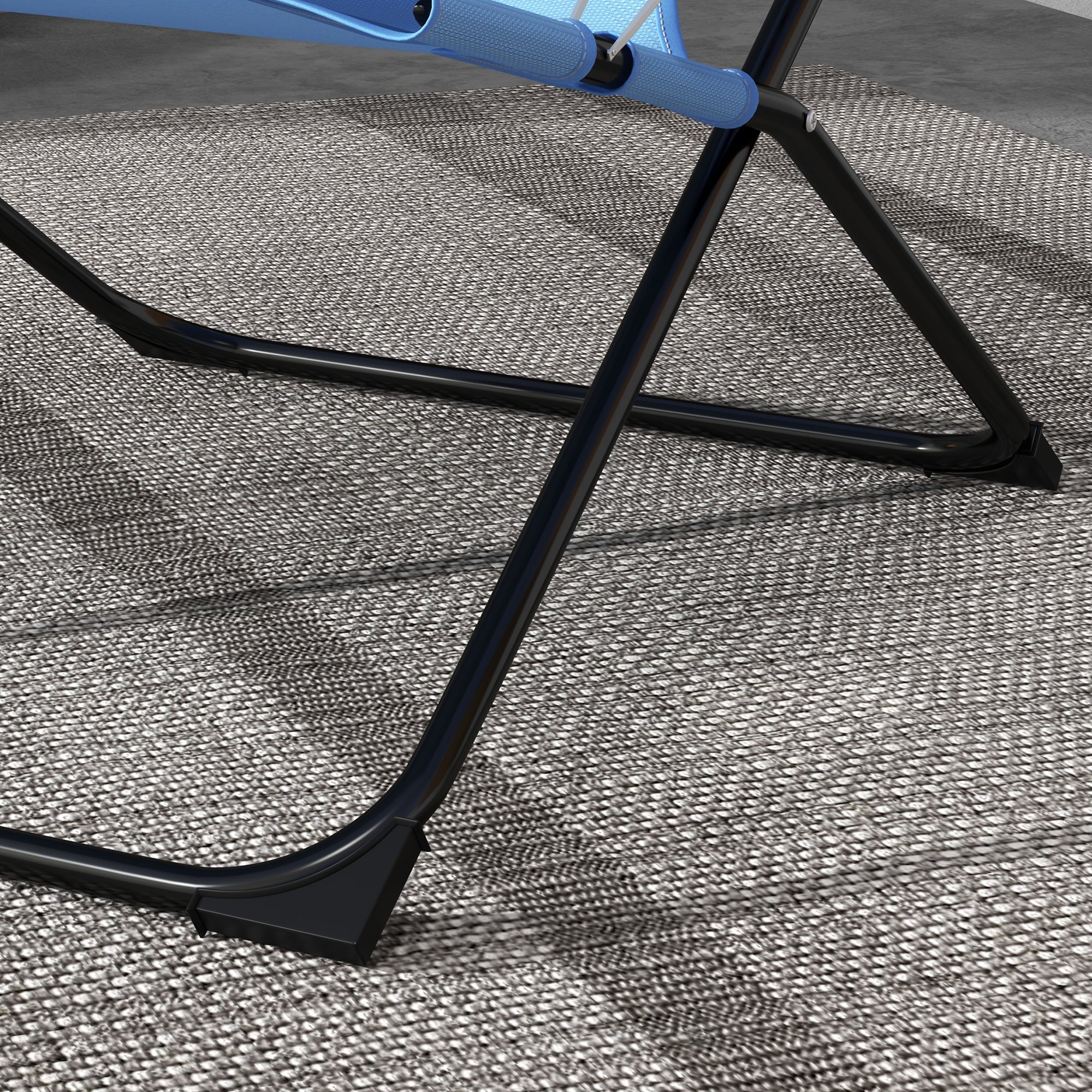 Folding Chair Adjustable Backrest Camping Pillow Mesh Blue