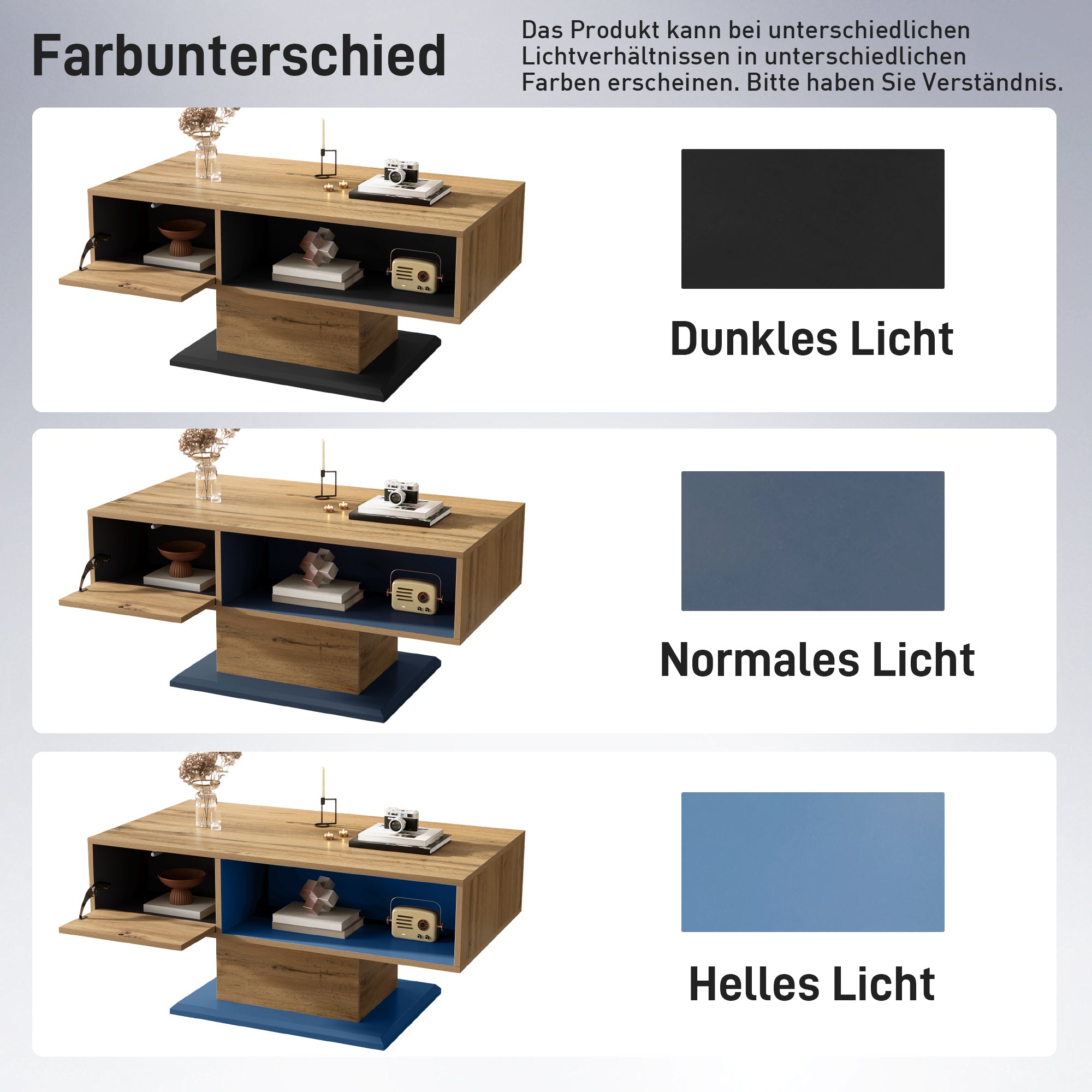 Coffee Table Modern Double-Sided Storage Large Shelf