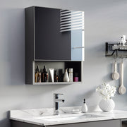 kleankin Mirror Cabinet with 2 Interior Shelves & Open Glass Shelf, Stainless Steel