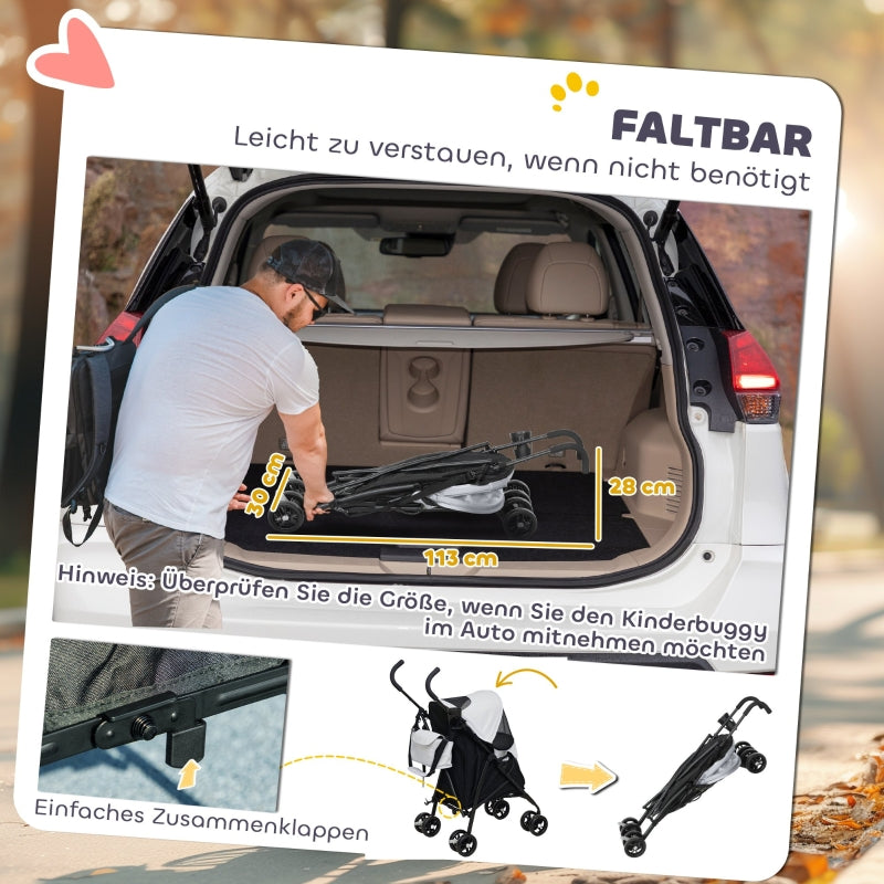 Pet Stroller, Safety Leash, Mesh Window, Light Grey