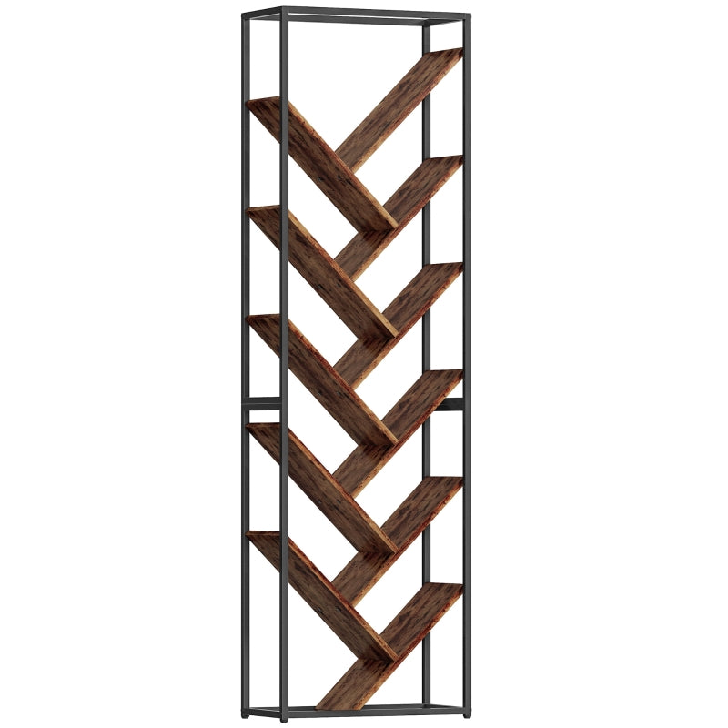 Bookshelf 10 Shelf Industrial Style Black/Brown
