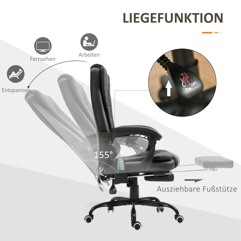 Desk Chair, 7-Point Massage, Adjustable Swivel with Footrest