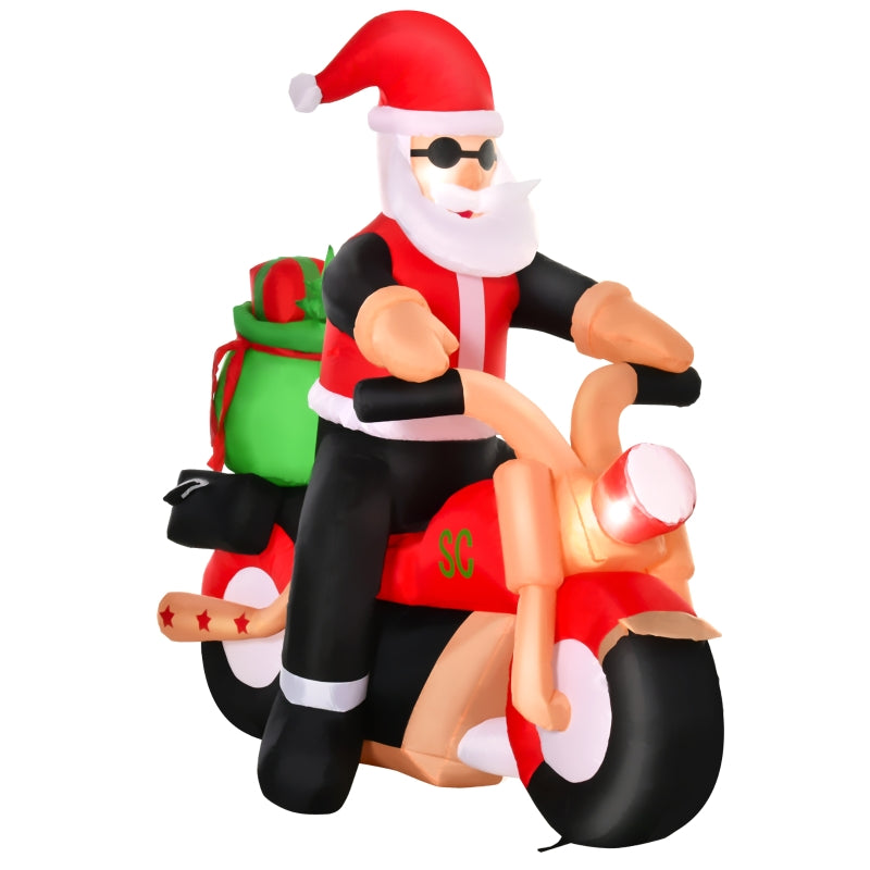 Santa Claus Inflatable, 5.5ft Christmas Motorcycle Decoration for Garden, Blow Up