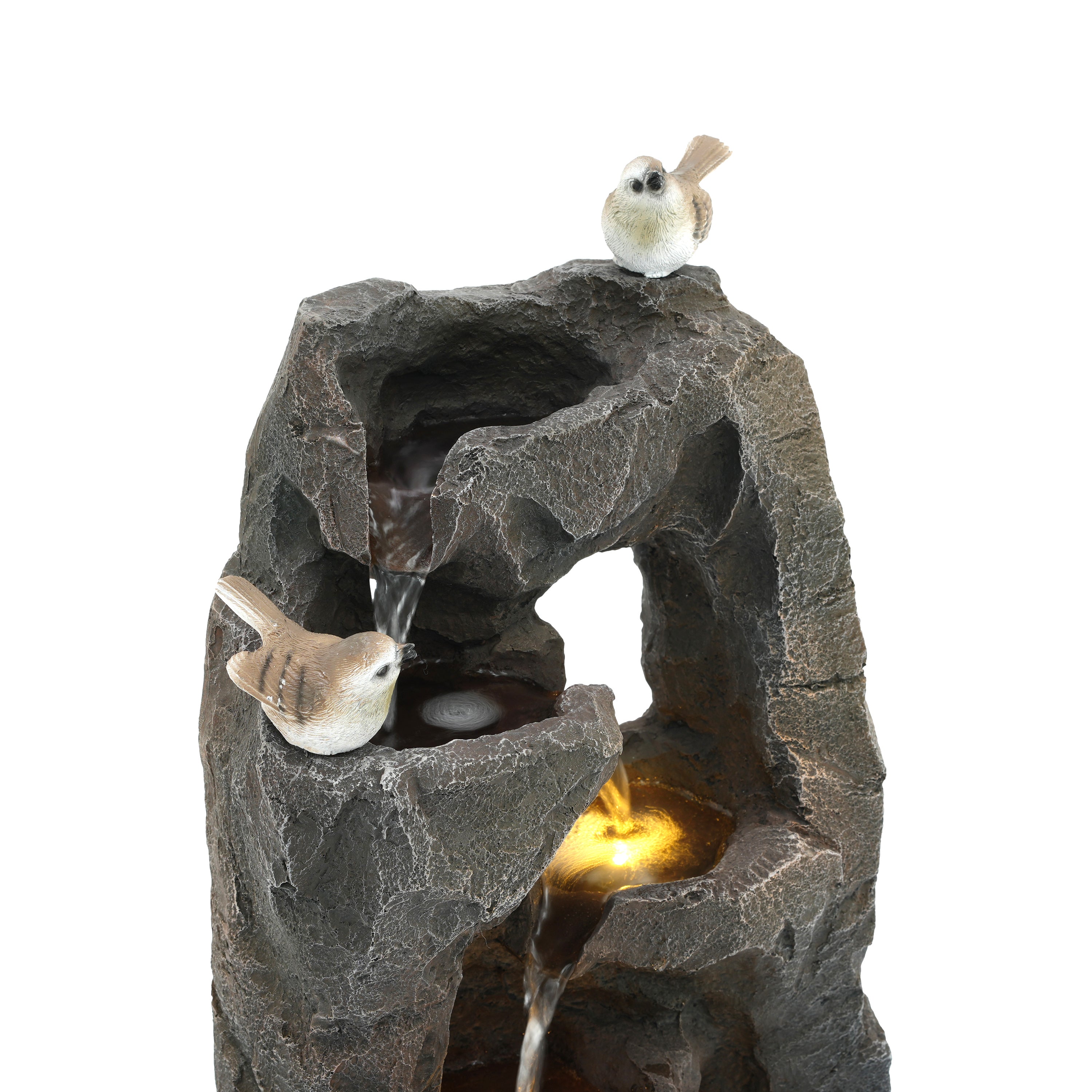 Natural Zen LED Outdoor Fountain for Garden and Terrace, 47 cm, Stone Grey
