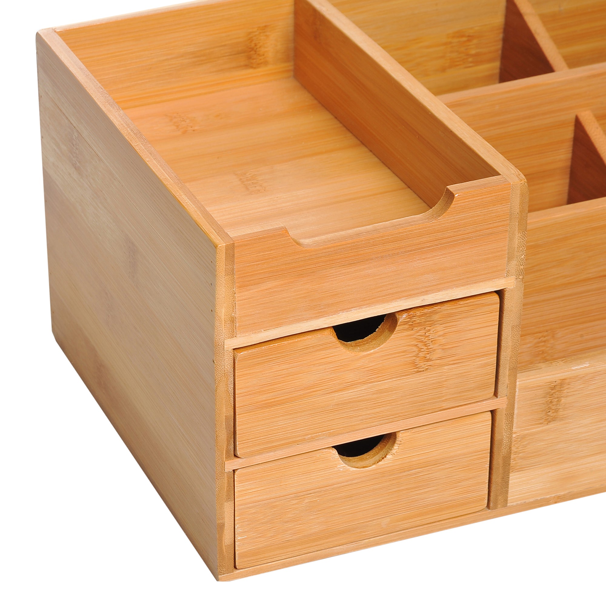 Desk organizer office storage box with 2 drawers, natural