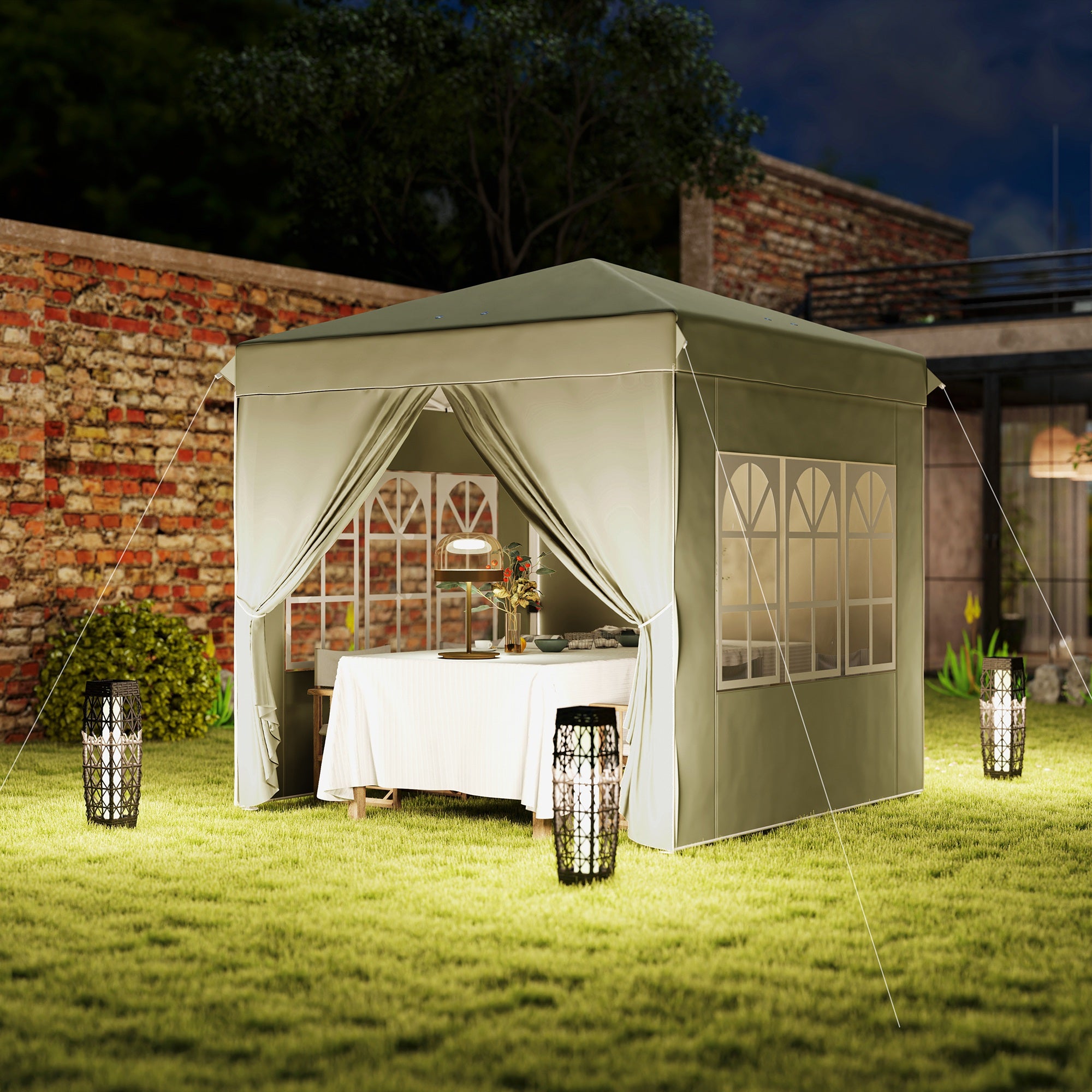 Pavilion 2.5x2.5m Pop-up Folding UV 50+ with 4 Side Panels, Cream White