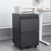 File Cabinet 2 Drawer Lock Rolling Under Desk Legal/Letter/A4 Metal Black