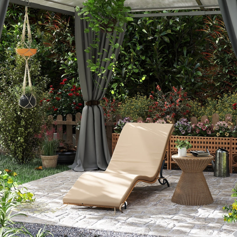 Sun Lounger, Water-Repellent, 120 kg Load Capacity, Polyrattan Beige