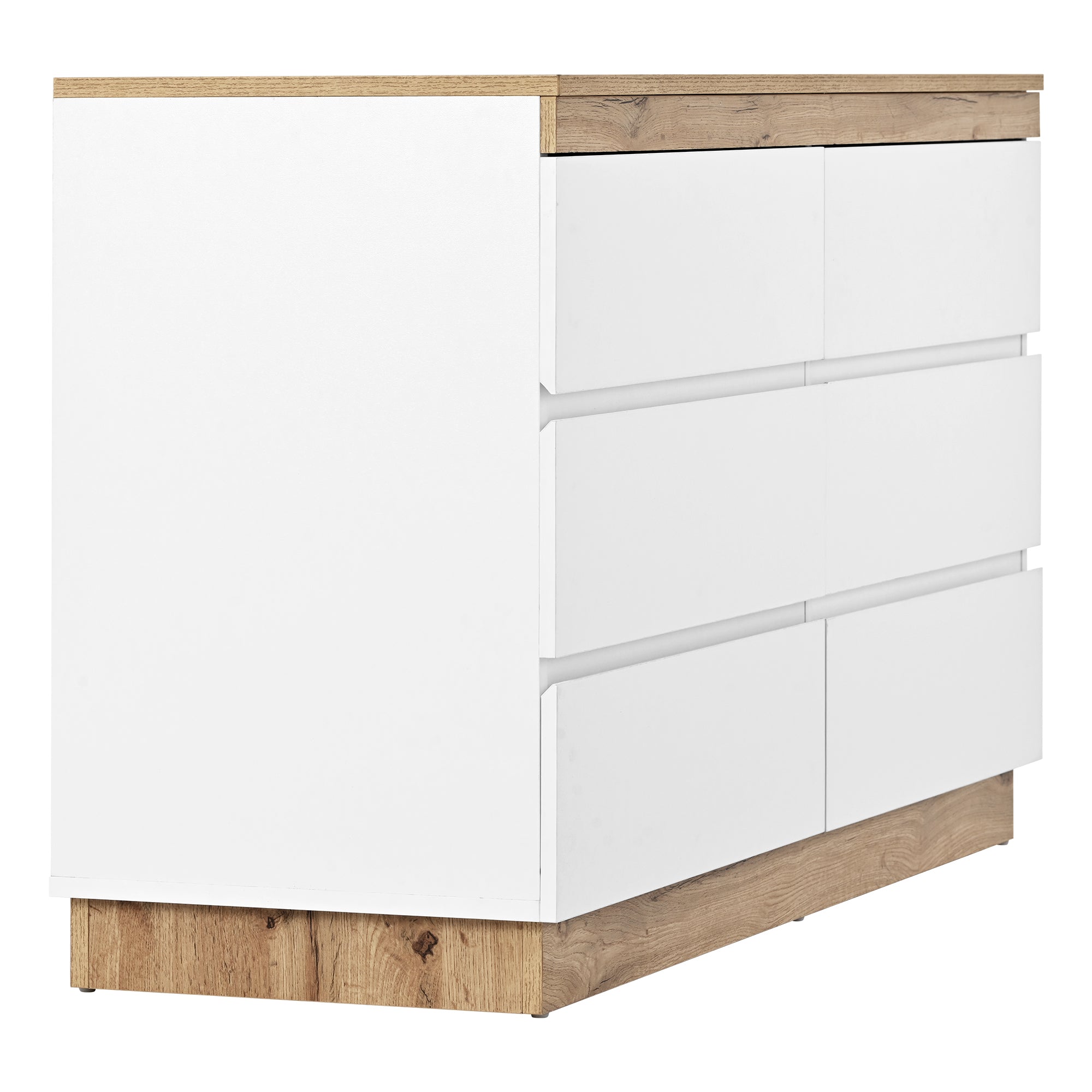 Chest of Drawers with 6 Drawers Lockable Storage for Bedroom & Living Room White/Oak E1 Chipboard