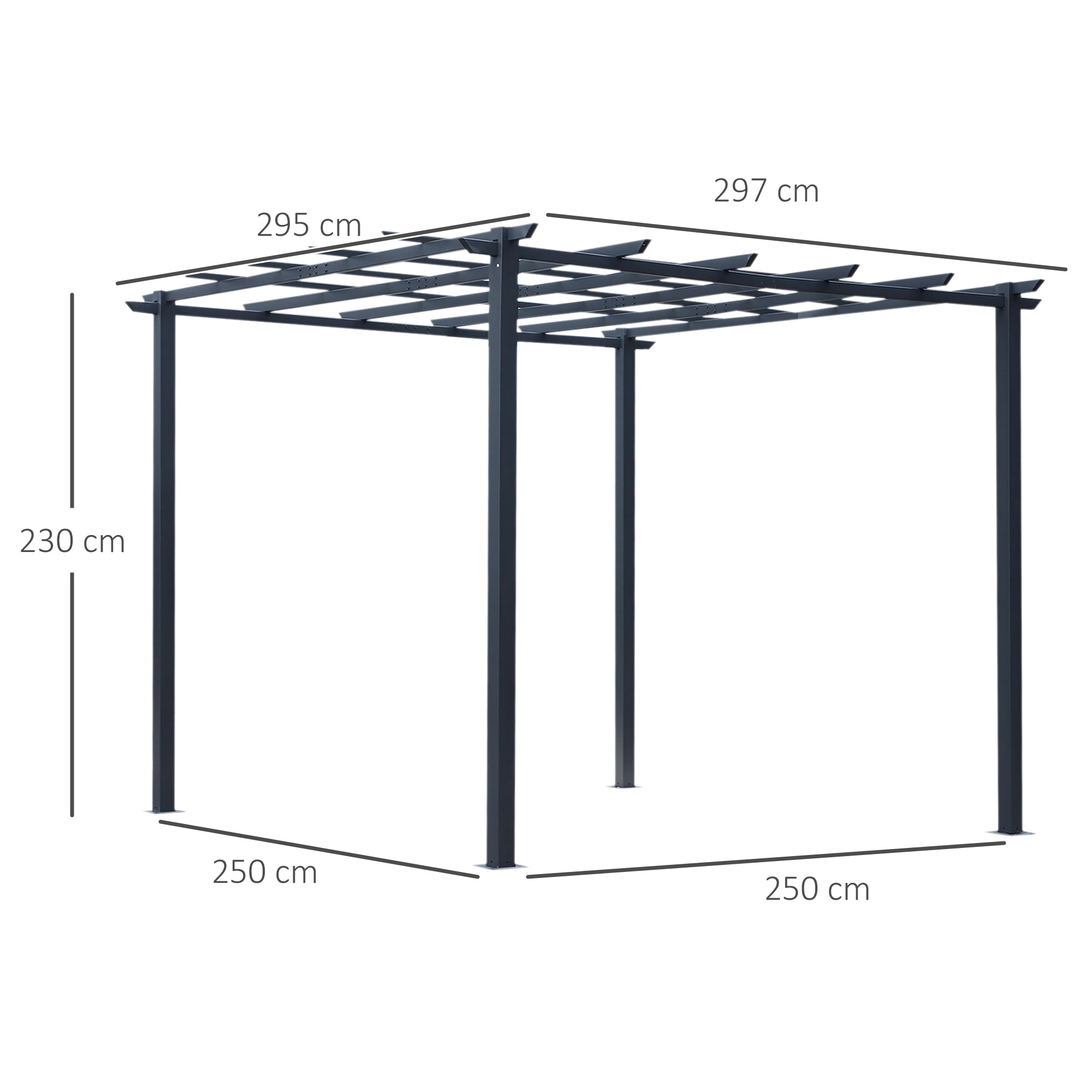 3 x 3m Metal Pergola Garden Gazebo Grape Trellis, Outdoor Sun Shelter, Black