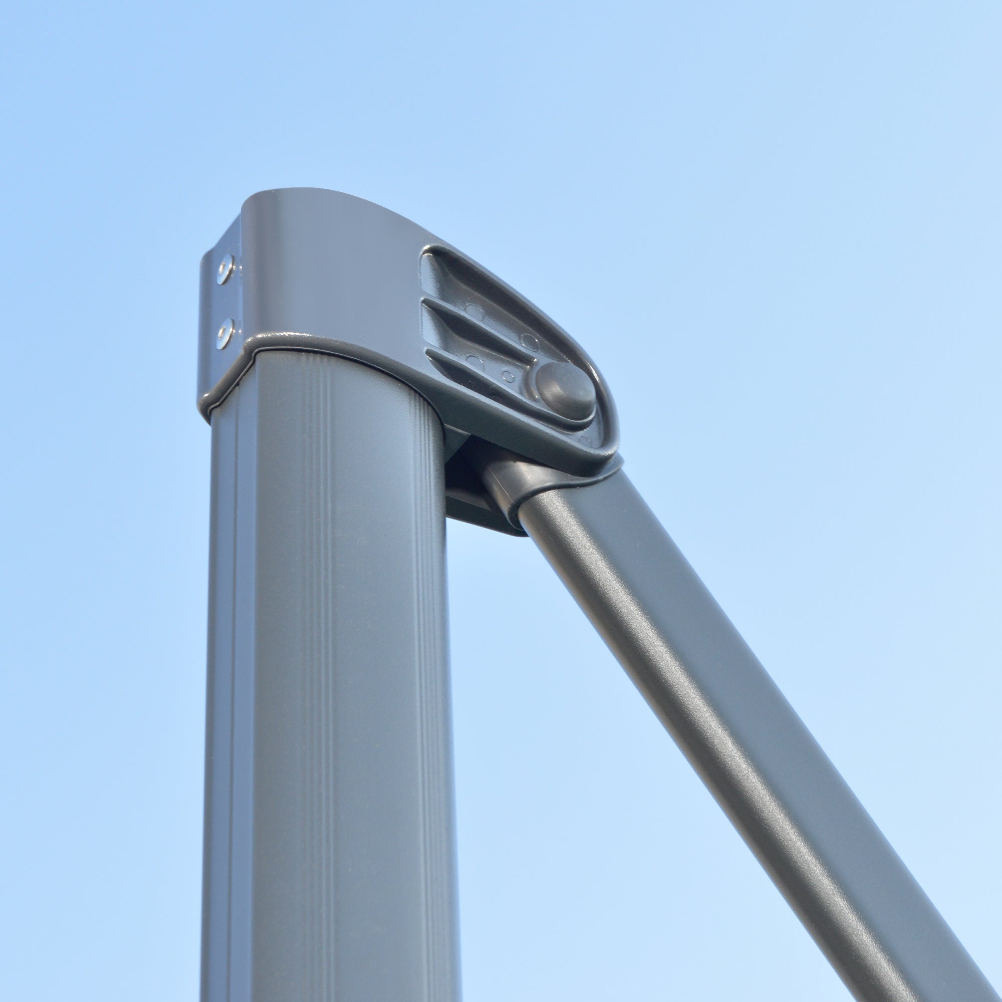 Cantilever Parasol 3m Cross Base 360° Rotation Crank Tilt Grey Aluminium