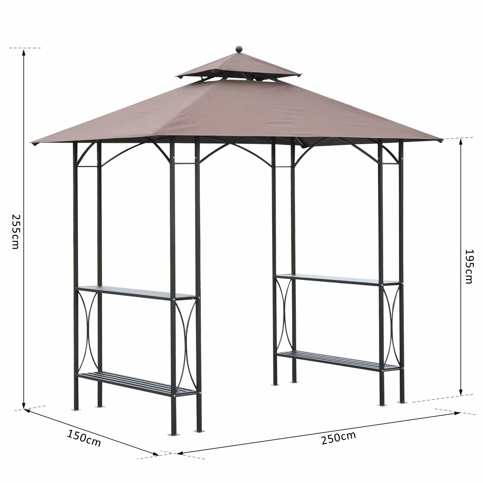 BBQ Tent Canopy 2.5 x 1.5m Outdoor Gazebo Sun Shelter - Coffee
