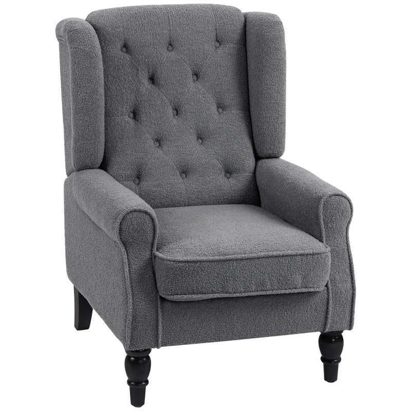Teddy Fleece Retro Wingback Chair - Grey