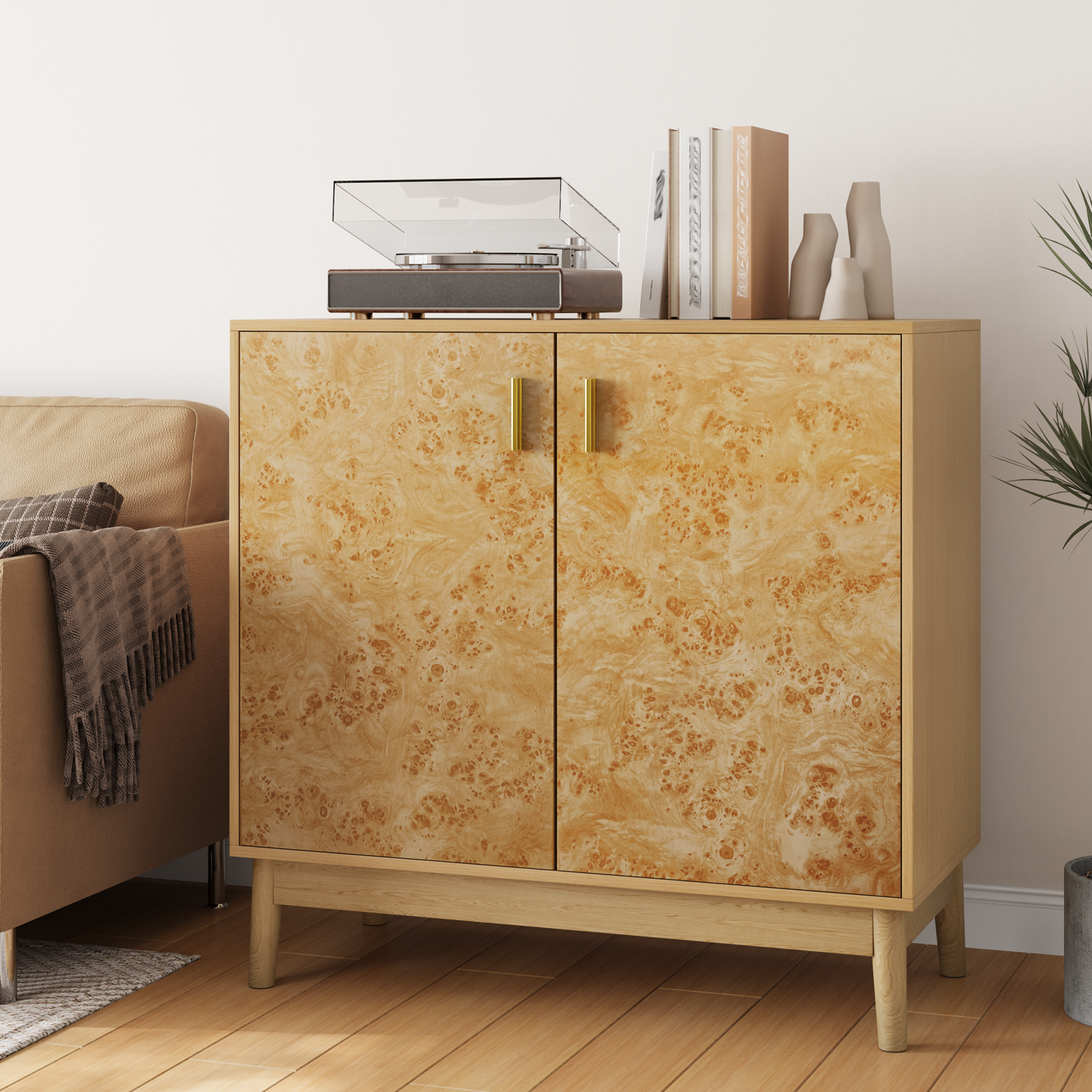 Wooden Cabinets with Adjustable Shelves, Solid Wood