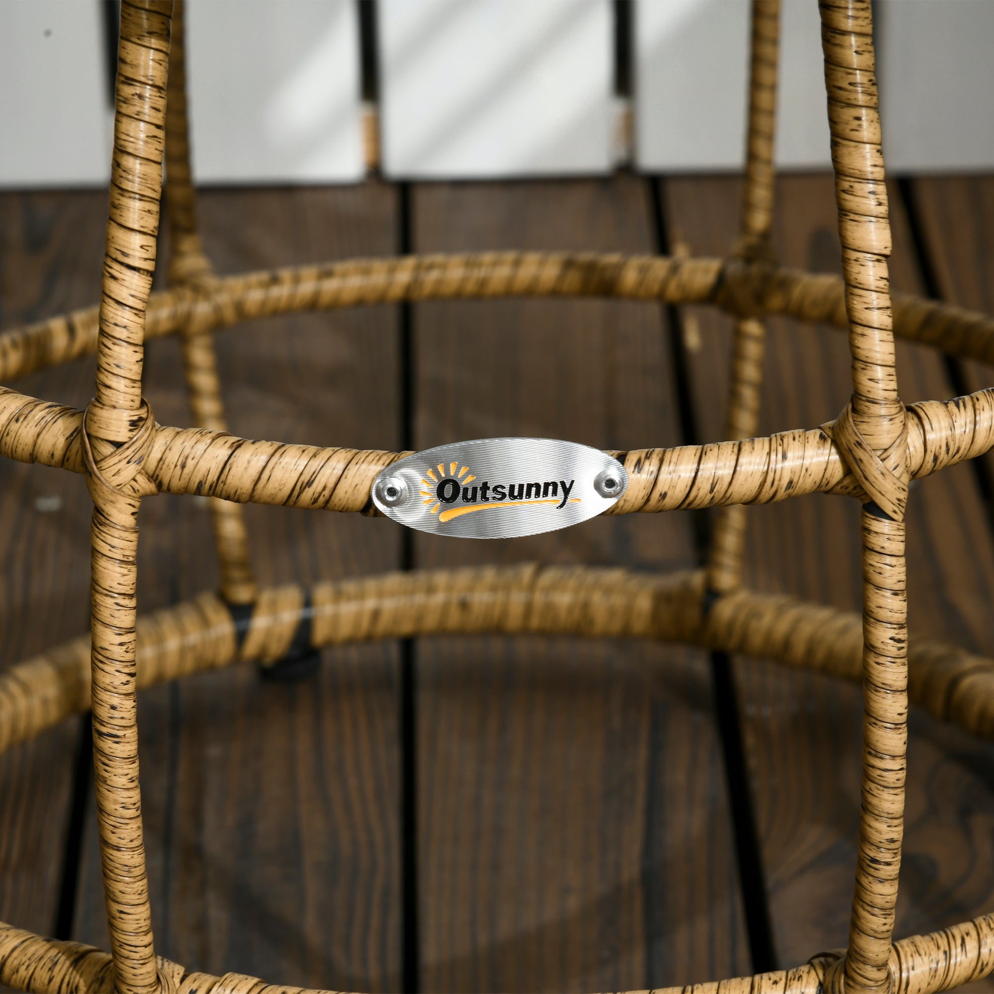 Rattan Garden Furniture Set, 3-Piece Bistro with Table & 2 Chairs, Sand/Dark Grey