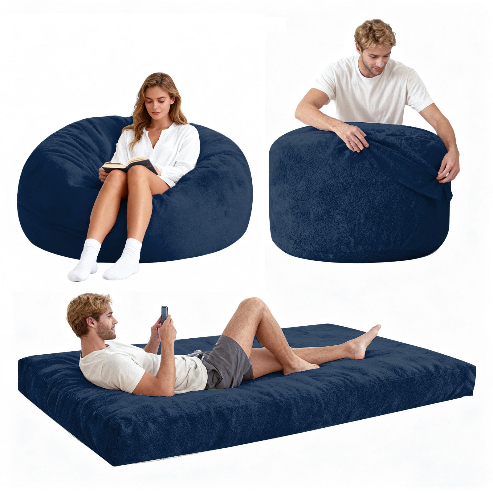 DBC-LANSE Convertible Bean Bag Chair Bed - 2-in-1 Indoor Lounge Solution