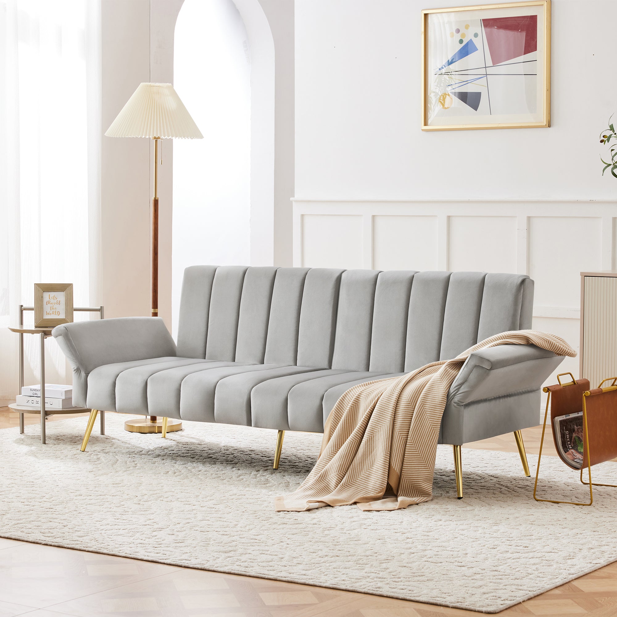 Sofa Bed, Modern Folding with Sleeping Function, Velvet