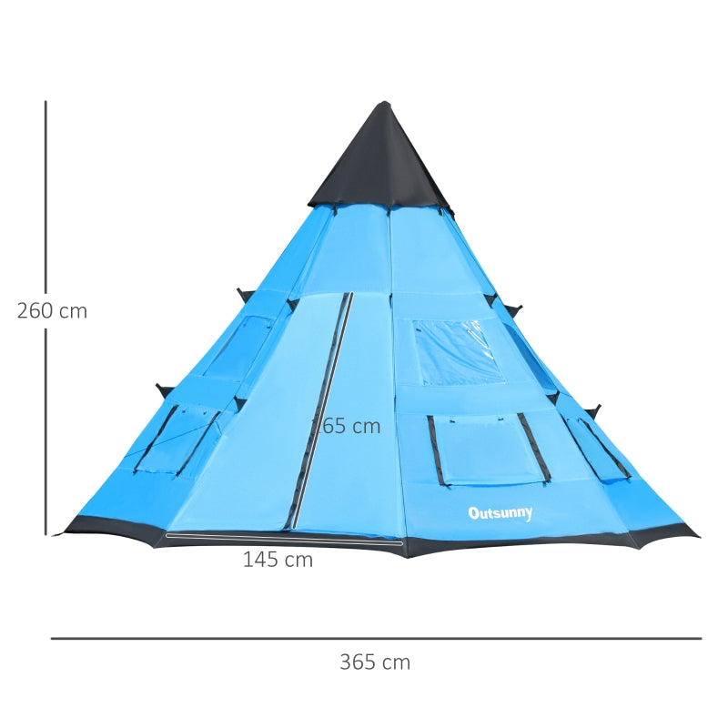 Tipi Tent 6 Men, with Carry Bag, Blue