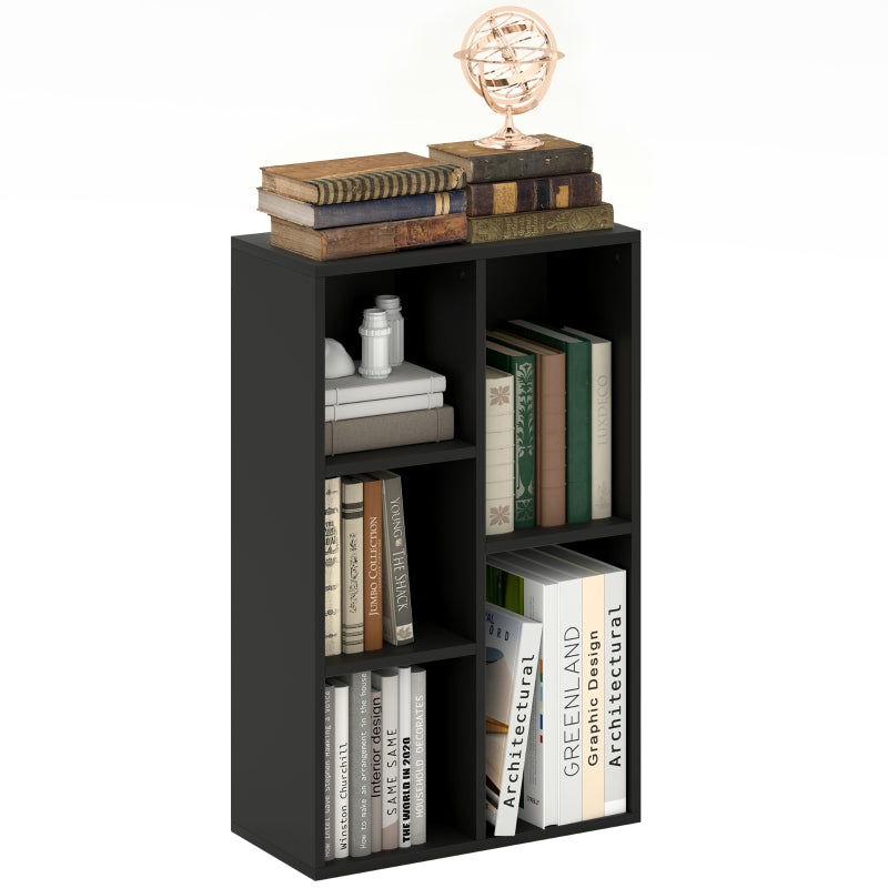 Bookshelf 2-Tier 5 Compartments Black