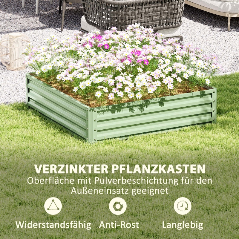 Garden Bed Planter, Steel Housing, 120 x 120 x 30 cm, Green
