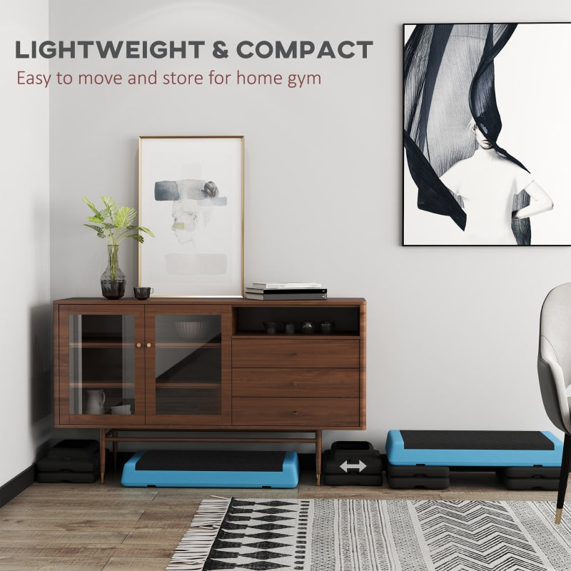 Adjustable Fitness Stepper, Non-Slip Workout Surface, Light Blue