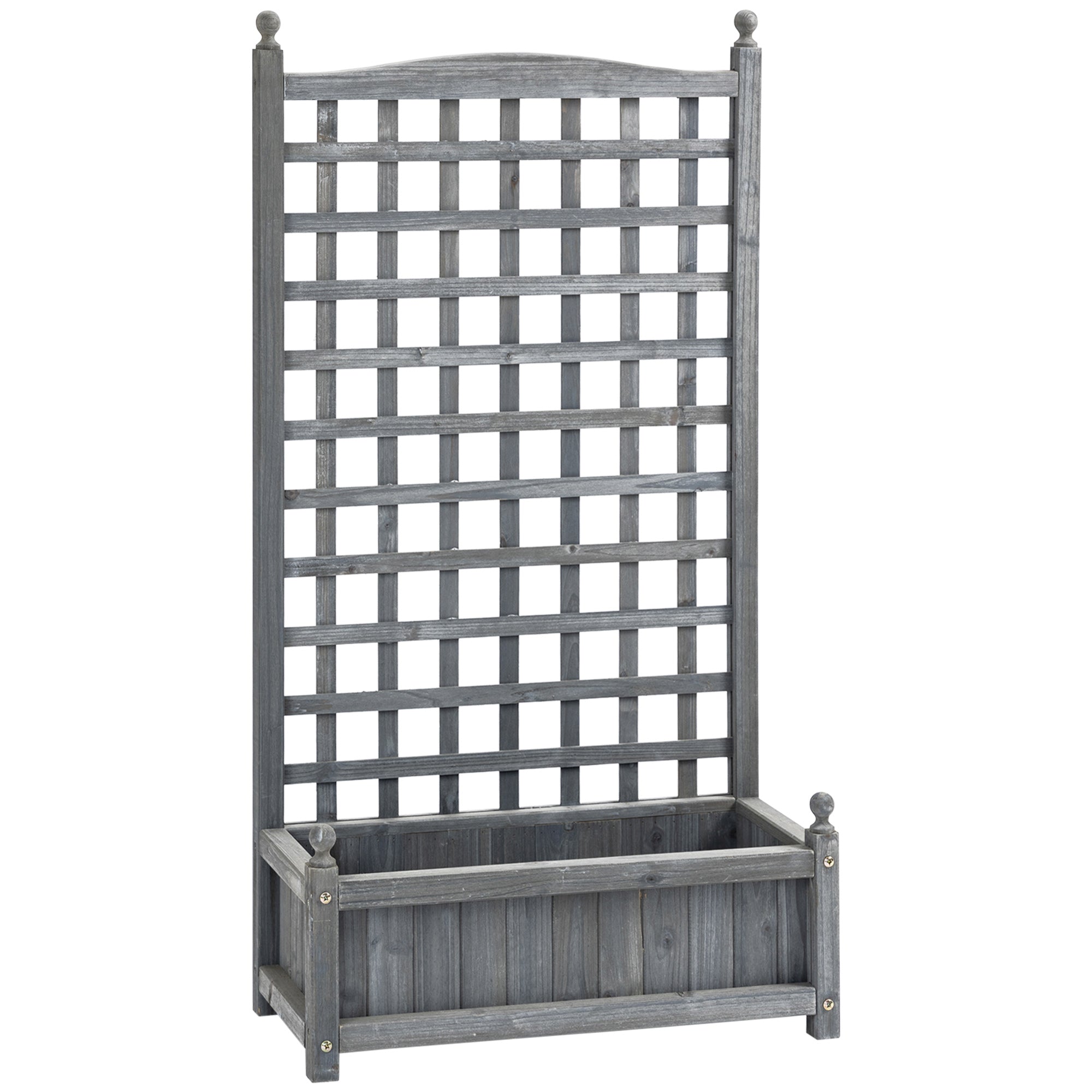 Planter Box with Trellis 64x28x120cm, Wooden Light Grey