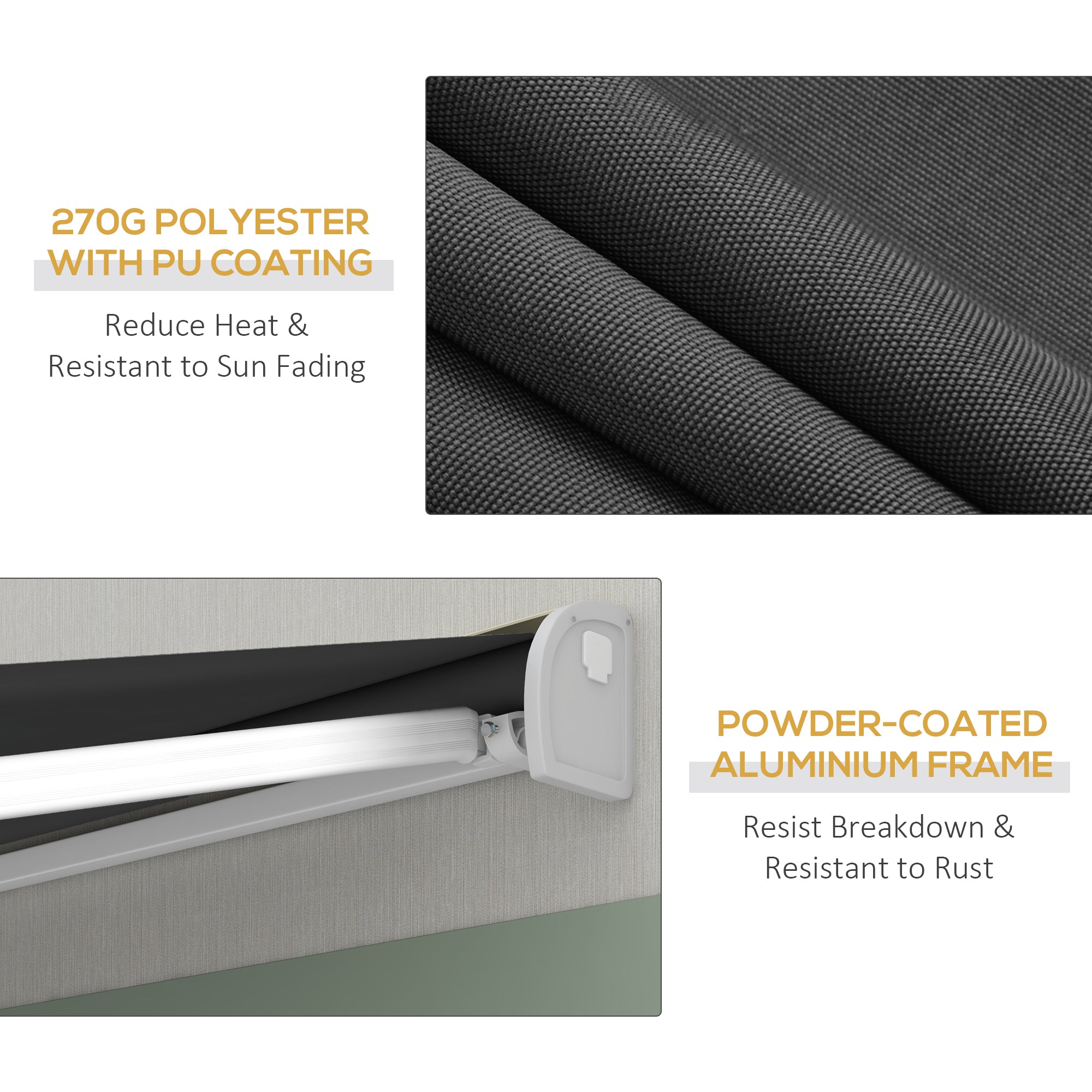 Electric Cassette Awning, 2.5 x 3m Remote Control, Grey